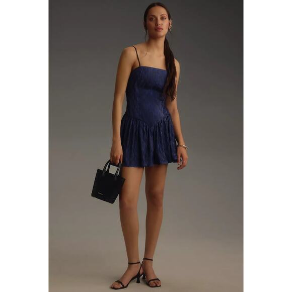NWT Anthropologie Hutch Sleeveless Drop-Waist Romper $168 MEDIUM Blue